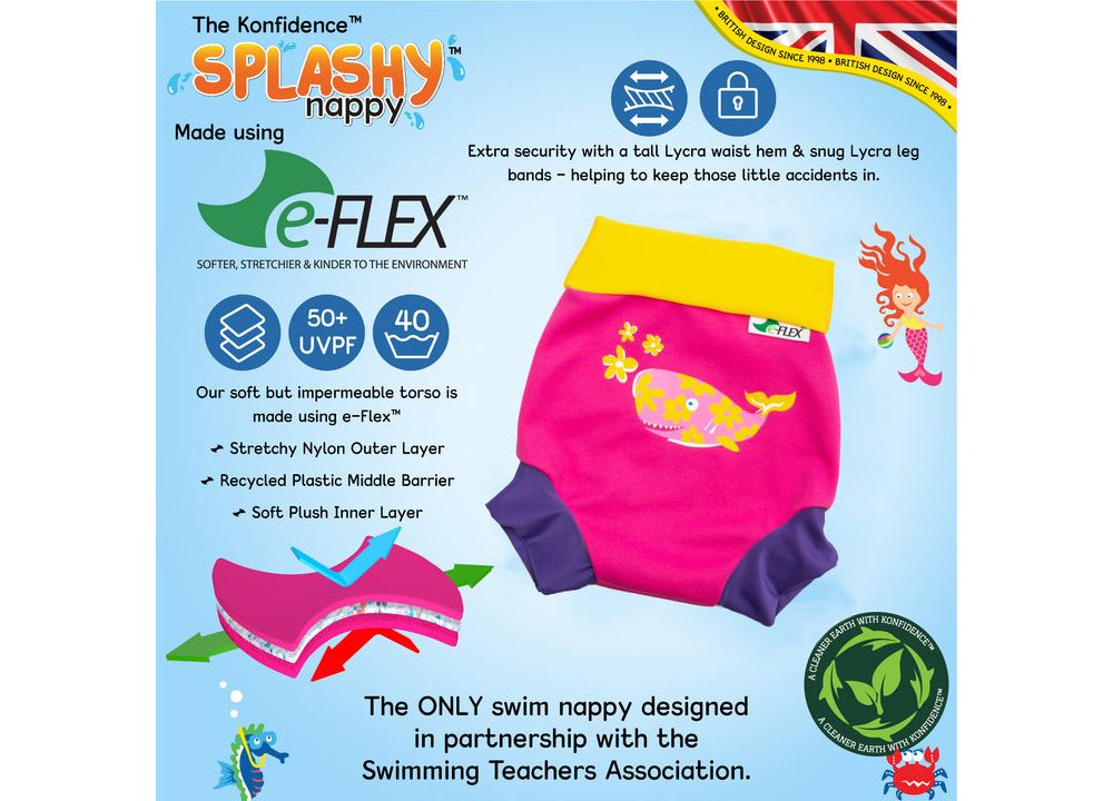 Konfidence Splashy Swim Nappy with E-Flex - Pink Yellow Joni